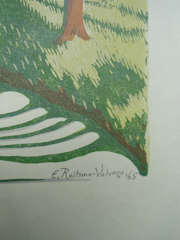 PAARDEN IN EEN STORMACHTIG LANDSCHAP  /// KLEURENLINOSNEDE VAN ENGELIEN REITSMA kopen? Bied vanaf 60!