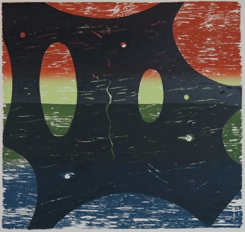 Joris Geurts: Houtsnede, Z.T. (Blauw/zwart) kopen? Bied vanaf 1!