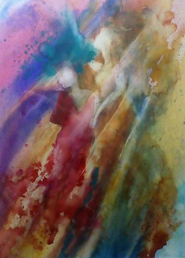 LAATSTE KEER: Corine van Dolder - Ingelijste aquarel, groot verkocht voor € 35!