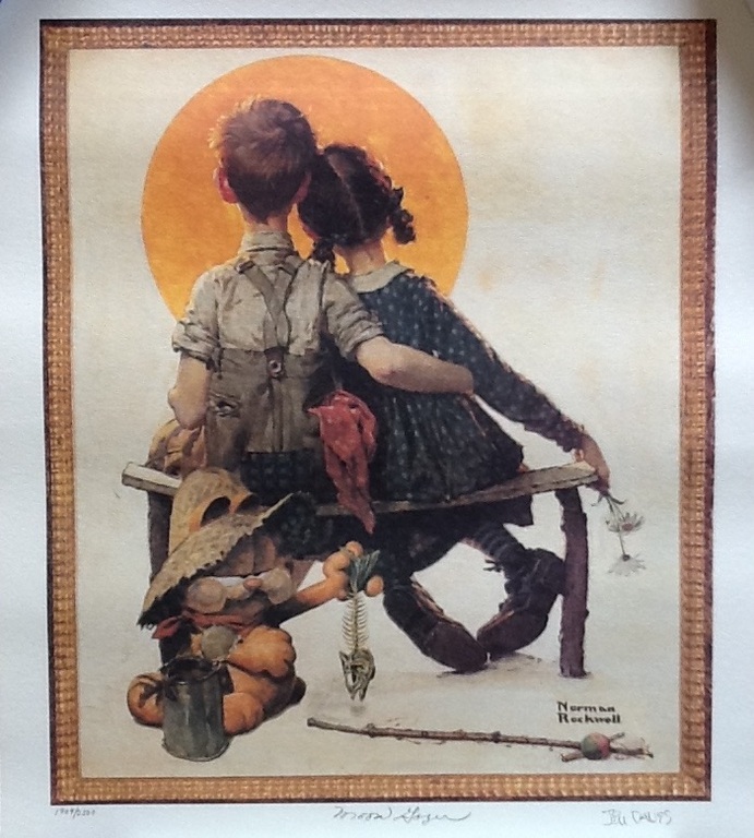 Jim Davis: offsetlitho Garfield, op Saturday Evening Post van Norman Rockwell, verkocht voor € 50!