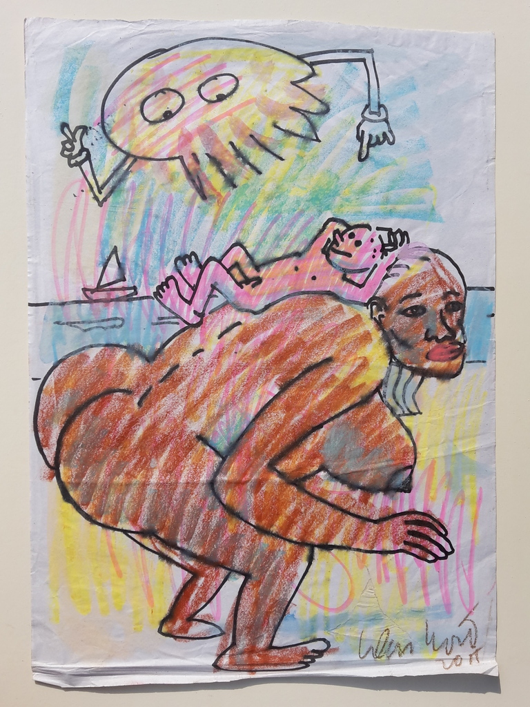 Peter Klashorst - tekening - Mijn rug op kopen? Bied vanaf 1!