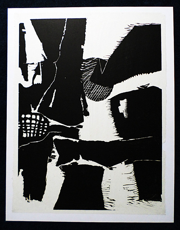 Guillaume Le Roy - Abstracte voorstelling, houtsnede (mooi gemonteerd) kopen? Bied vanaf 45!