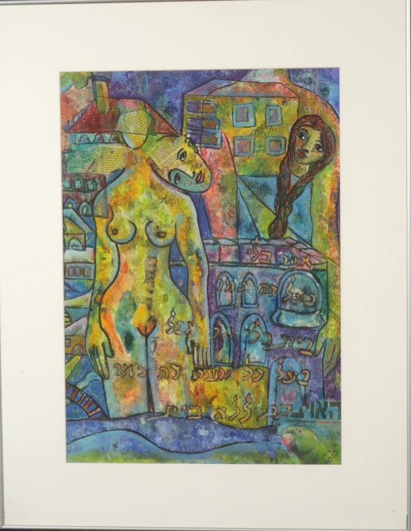 Franca Muller Jabusch: Gouache, Een vrouw zonder man.. - Ingelijst verkocht voor € 45!