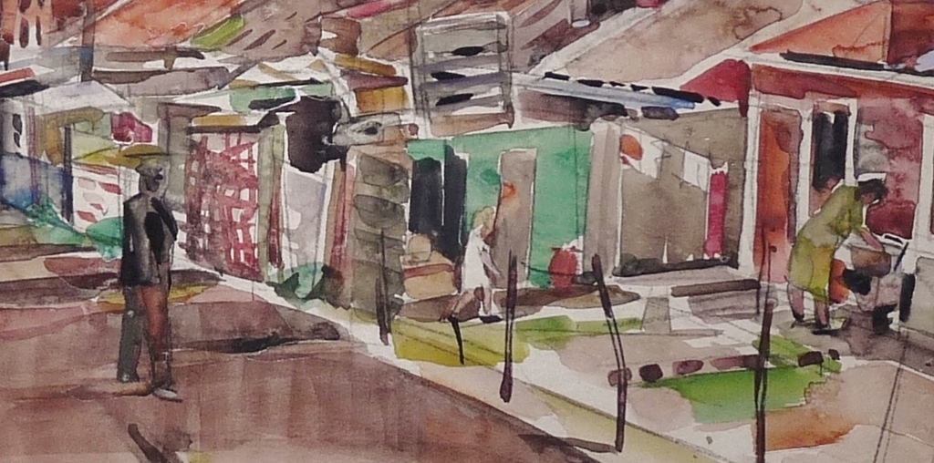 Jan Gerrit Jordens: Aquarel, Huizen met achterplaatsjes kopen? Bied vanaf 300!