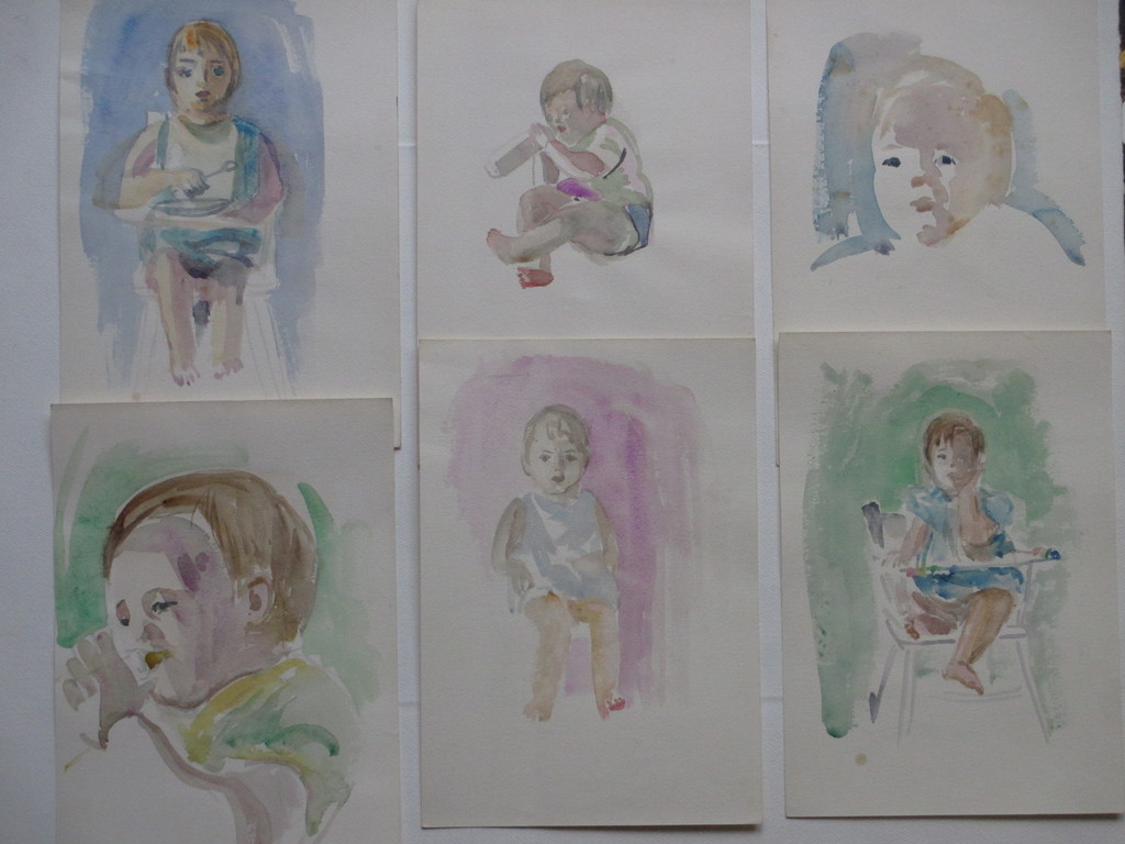 Hannie Bouman, Kinderportretten, 6 Aquarellen kopen? Bied vanaf 1!