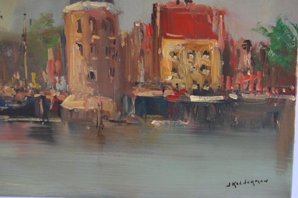 Jan Kelderman (1914-1990) Amsterdam zicht op Montelbaanstoren ca. 1960  70x50  kopen? Bied vanaf 100!