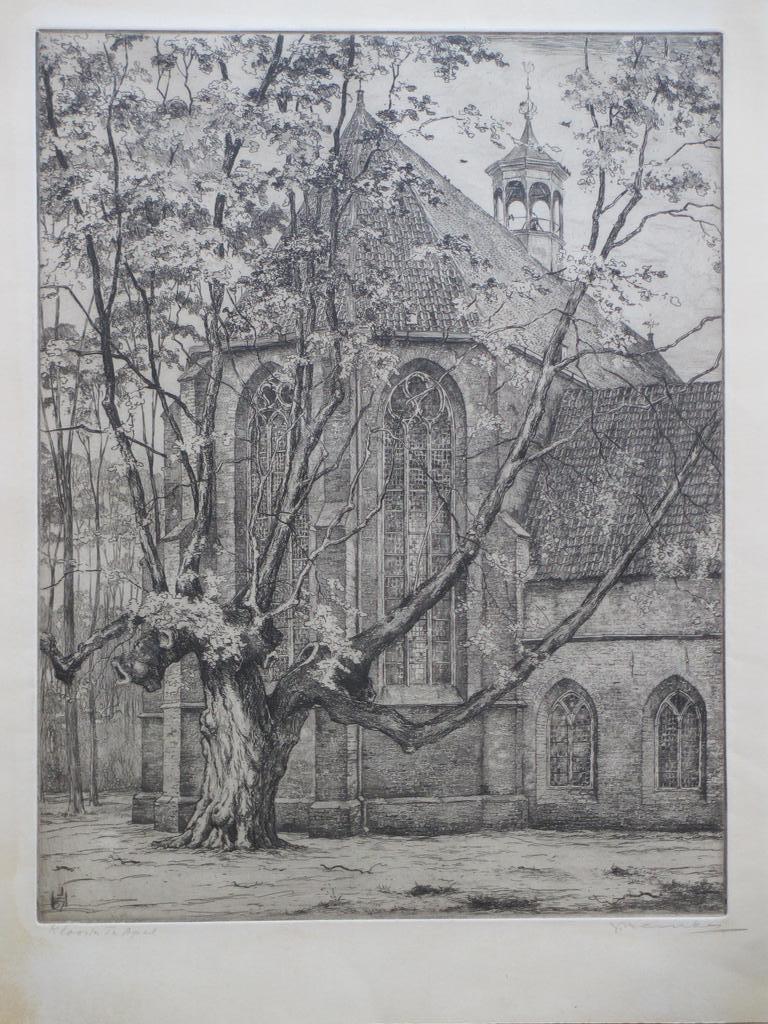 Johan Hemkes, Klooster Ter Apel, Ets 1957 verkocht voor € 80!