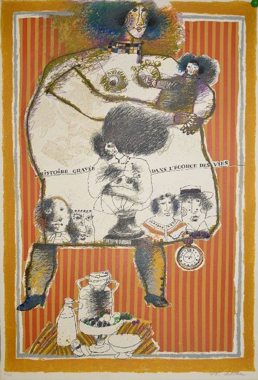 Théo Tobiasse: Grote kleurenlitho, Figuren kopen? Bied vanaf 150!