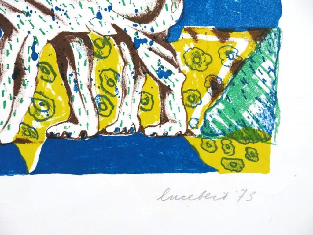 Lucebert: Kleurenlitho, Een man en zijn hond (1973) kopen? Bied vanaf 150!