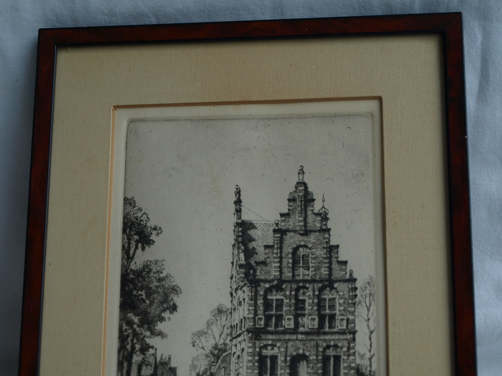 Hendrikus Elias Roodenburg : Ets , Raadhuis Graft – ingelijst & gesigneerd -1961 kopen? Bied vanaf 20!