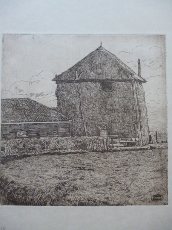 Pieter Dupont - ets - Hooiberg met boerderij verkocht voor € 65!