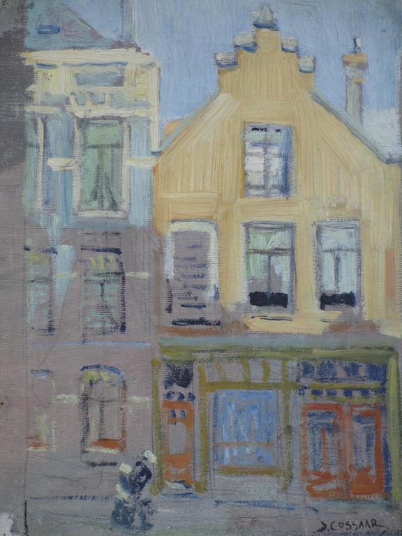 Jan Cossaar, Straatje Den Haag 1919, Olieverf/doek verkocht voor € 304!