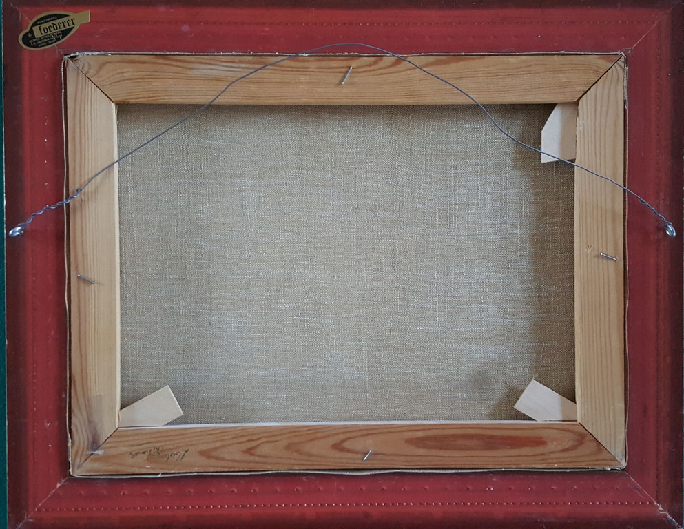 Onbekende kunstenaar (20e eeuw), Stad aan water, olieverf op doek, monogram./ kopen? Bied vanaf 1!