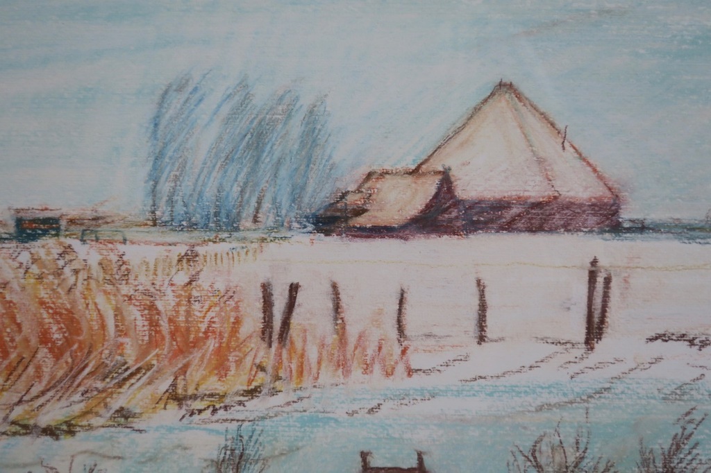 Arien van Waterland - Arien van Waterland: Krijttekening, Waterland I - Ingelijst kopen? Bied vanaf 1!