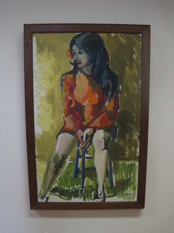Buy gesigneerd Freek v/d Berg "Vrouw op kruk" expressionisme ca. 1950? Bid from 1!