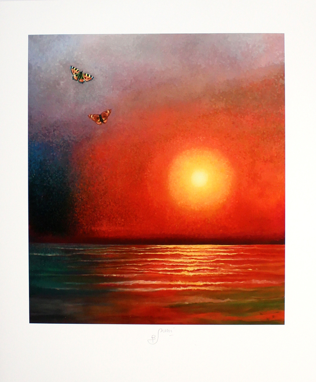 Bruno Bruni -Vlinders bij zonsondergang- Een prachtige Pigmentdruk. Gesigneerd. kopen? Bied vanaf 69!