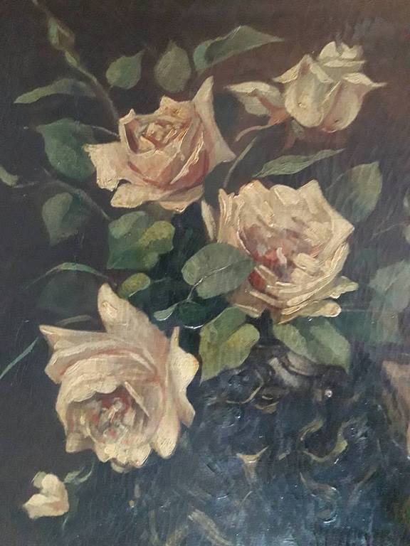 Zeldzaam, Izaak Stortenbeker,(1865 - 1895). Stilleven met witte rozen. kopen? Bied vanaf 175!