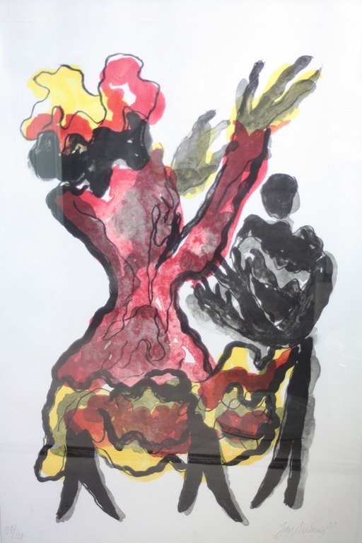 Kleurenlitho vanJan Sierhuis. De danseres. verkocht voor € 140!
