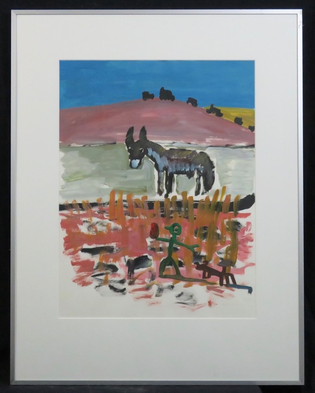 Ruven Levav: Acryl op papier, De ezel - Ingelijst kopen? Bied vanaf 35!