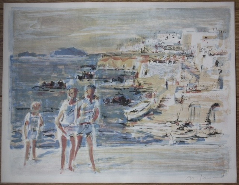 Nanette Genoud litho Knaben im Hafen von Salina. kopen? Bied vanaf 1!