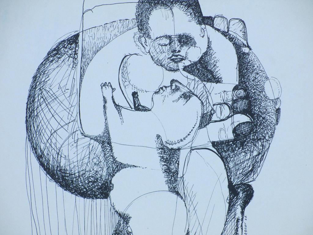 Frits van Eeden, Omhelzing, Inkttekening 1966 kopen? Bied vanaf 45!