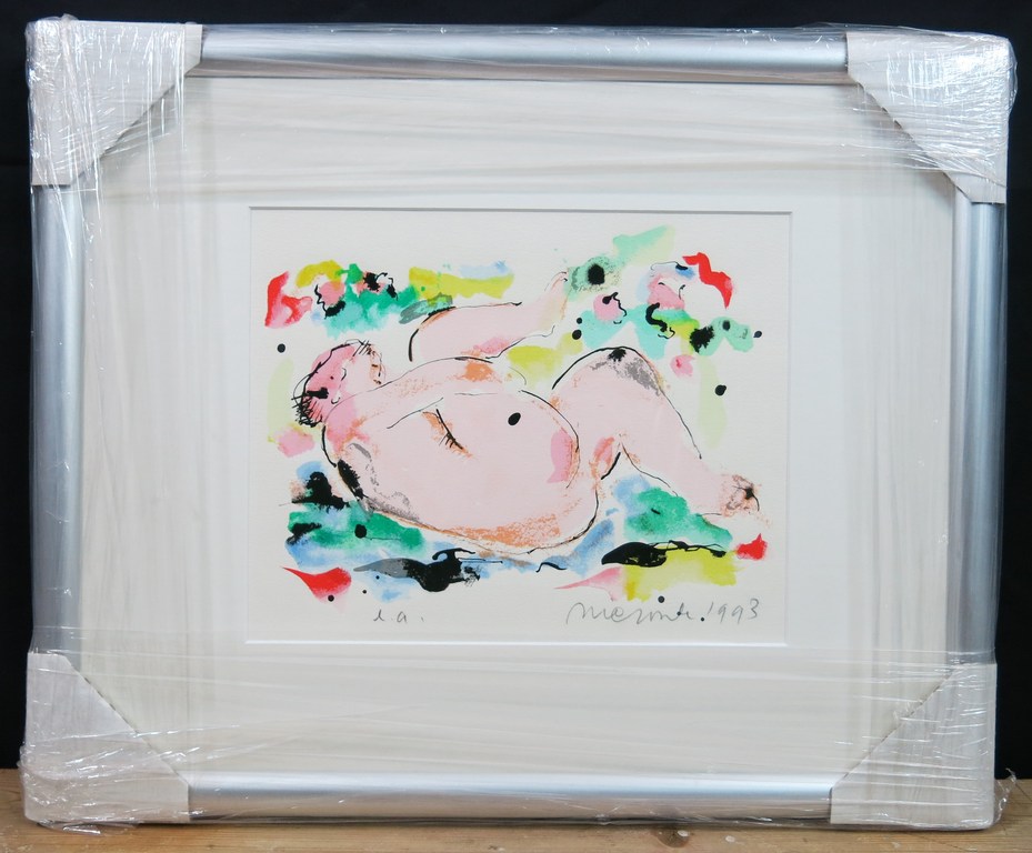 Nic Jonk: Zeefdruk, Roze figuur - Ingelijst kopen? Bied vanaf 40!