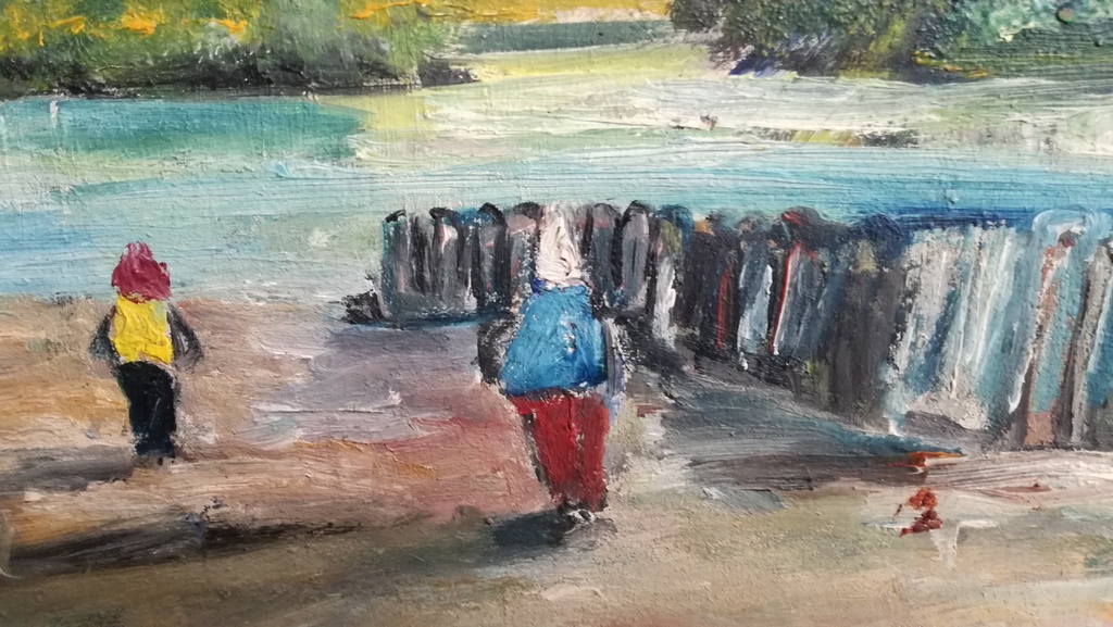 Onbekend kunstenaar ( 20 ste eeuw), Olieverf op paneel, Riverside kopen? Bied vanaf 1!