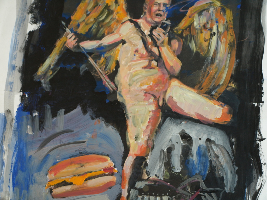 Peter Klashorst : acrylverf op papier , Donald Trump als Engel– 2016 kopen? Bied vanaf 50!