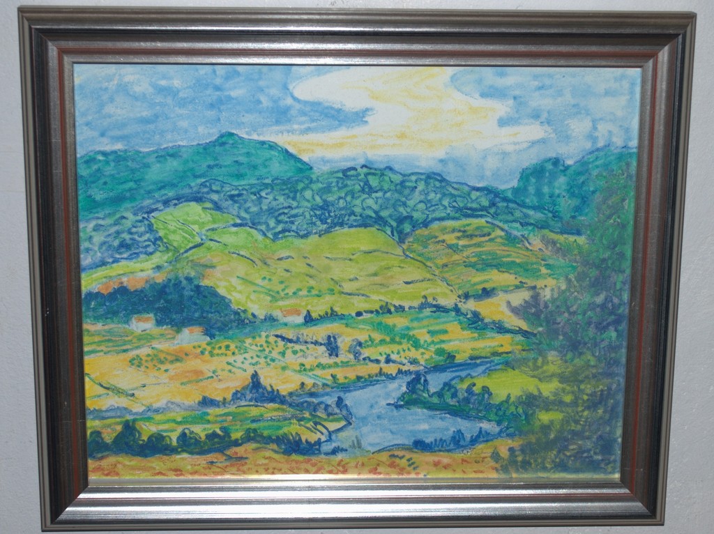 gouache Frans landschap 1964--leerling Jan Toorop verkocht voor € 180!