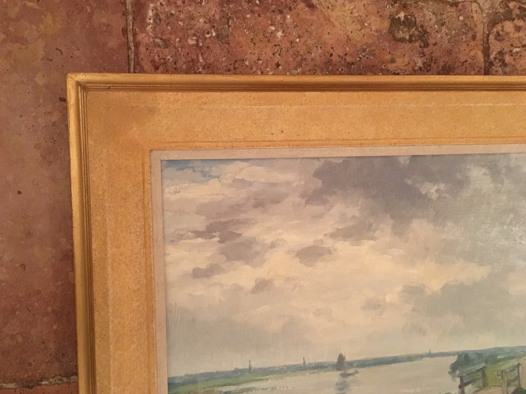 Bomhof; olie op doek, landschap uiterwaarden bij Zwolle kopen? Bied vanaf 450!