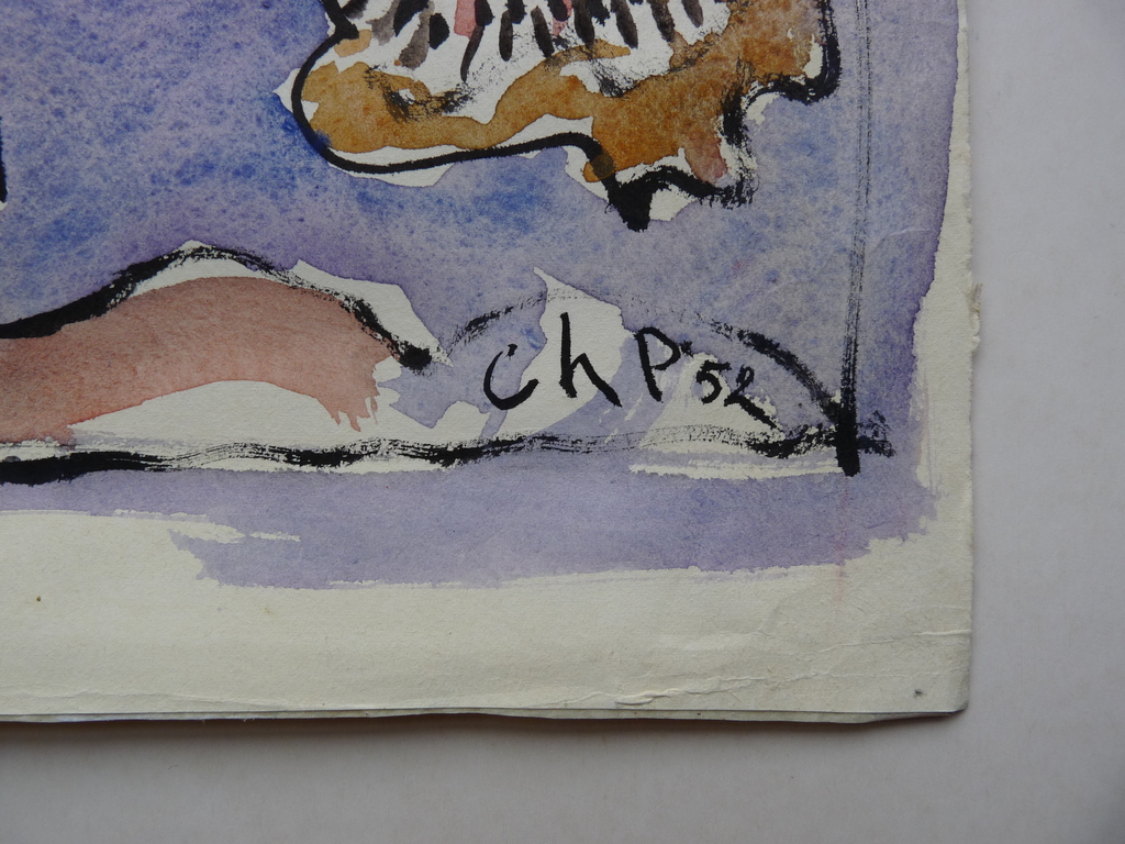 Carl-Henning Pedersen (1913 - 2007) - gesigneerde aquarel - 1952 kopen? Bied vanaf 2000!