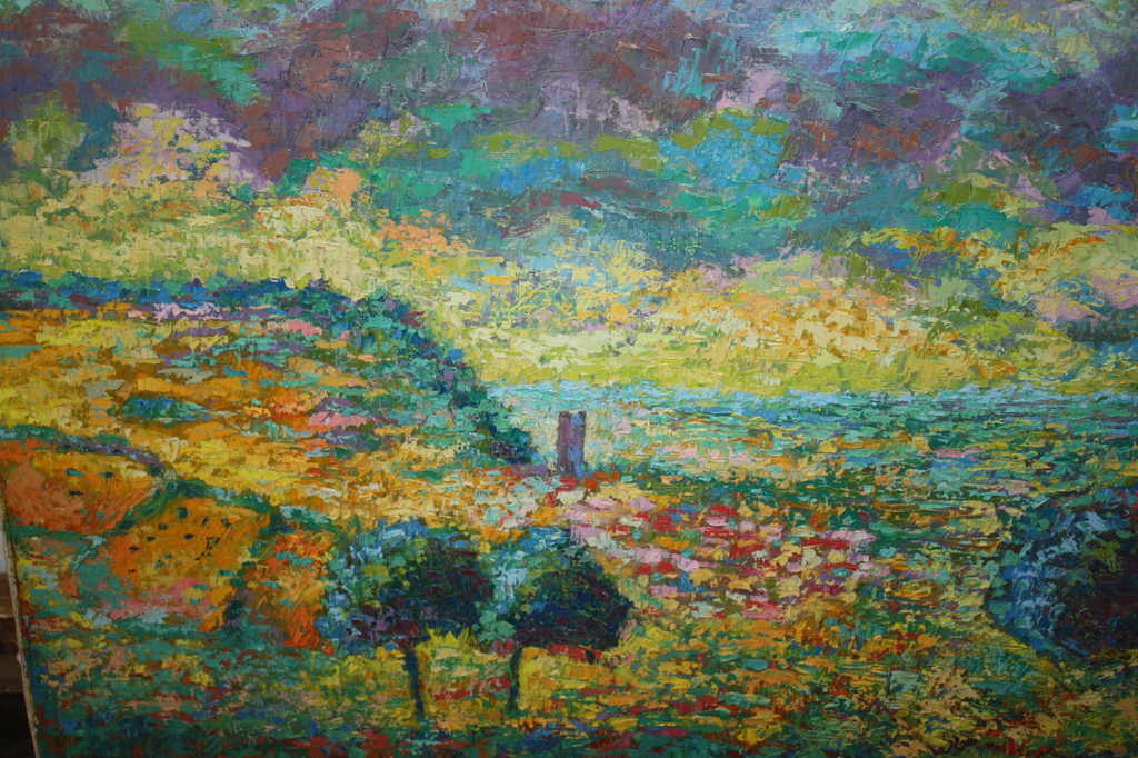 Henk Leurs - POINTILISTISCH TOSCAANS LANDSCHAP verkocht voor € 275!