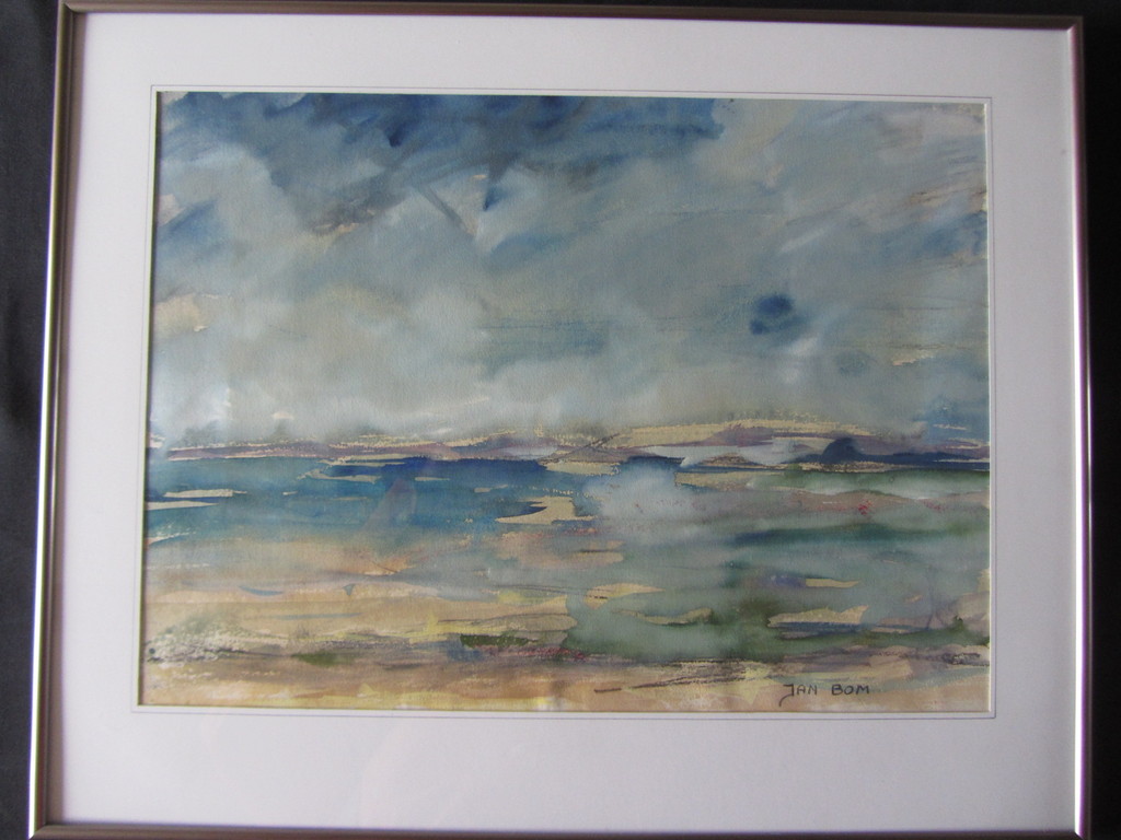 Jan Bom - Gemengde Techniek- Impressie Waddenzee - kopen? Bied vanaf 60!