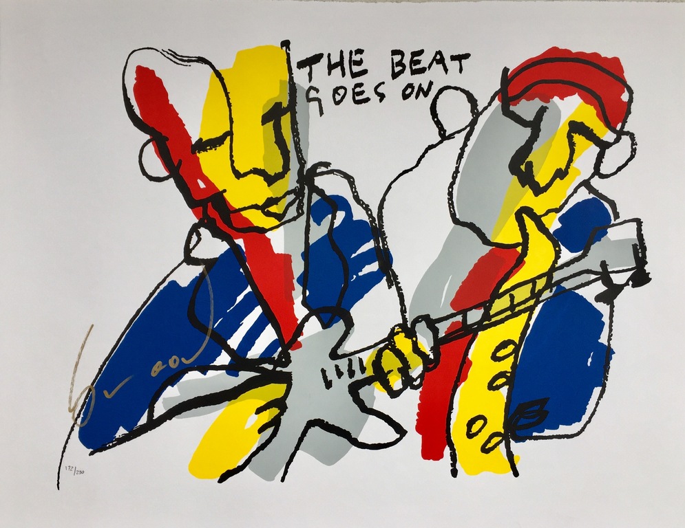Herman Brood - Originele Handgesigneerde Zeefdruk: "The beat goes on 1" verkocht voor € 170!