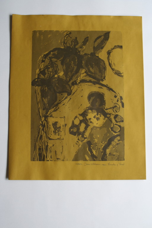 Emeke Buitelaar - lithografie - gesigneerd - 1993 - met boodschap gericht aan .. kopen? Bied vanaf 20!