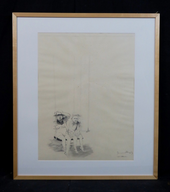 Jaap van der Pol: Tekening, 1942 Valkerveen - Ingelijst verkocht voor € 40!
