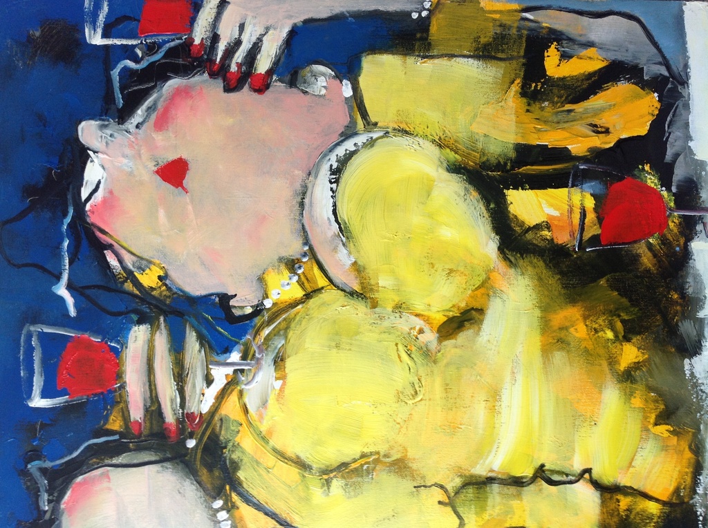 Gerdien Duijsens-Kroeze , acryl, Als de wijn is in de man.  kopen? Bied vanaf 1250!