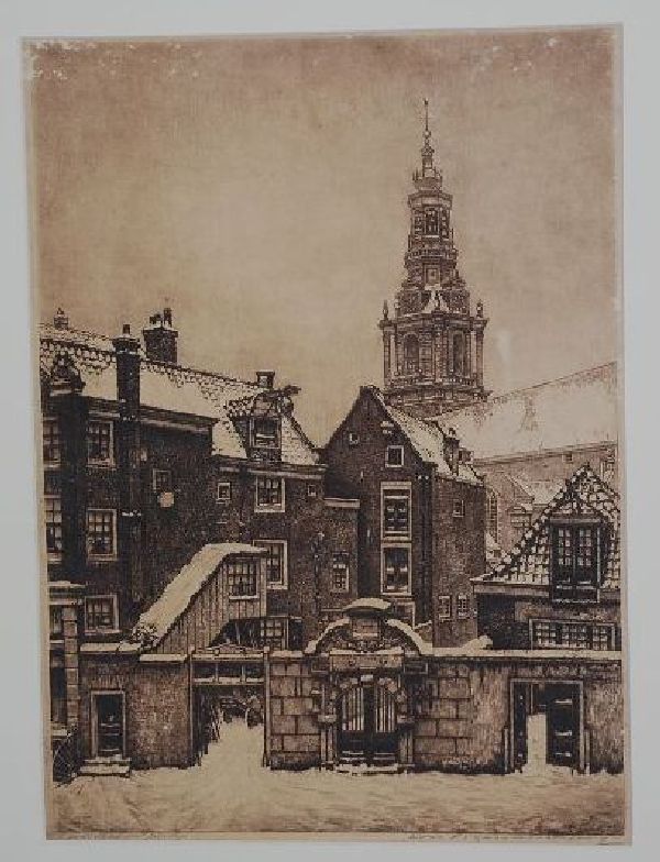 Cornelis Brandenburg: Ets. Zuiderkerk met poortje (Amsterdam verkocht voor € 50!