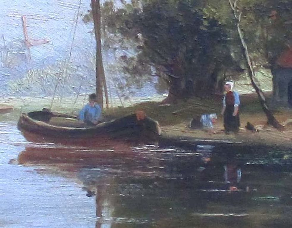 Naar J.W. van Borselen (1825-1892): Olieverf op paneel, Rivierlandschap  kopen? Bied vanaf 1!