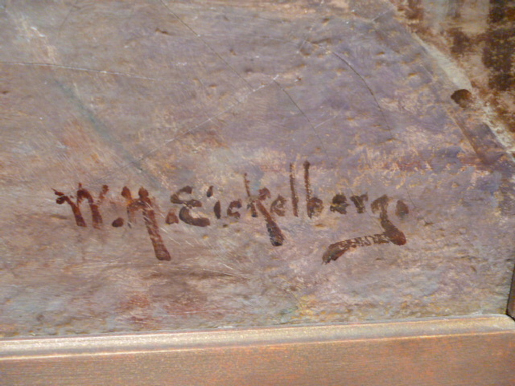 Willem Hendrik Eickelberg - olieverf - Straatje met marktlui en diverse personen kopen? Bied vanaf 875!