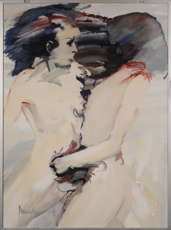 Guus Steenbergen: Gouache op papier, Intermissie - Ingelijst kopen? Bied vanaf 60!