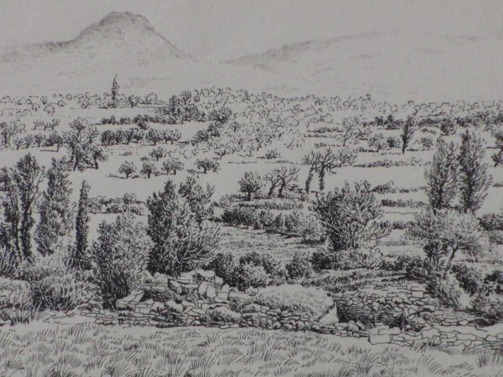 Gerard Lutz, Buitenlands Landschap, Inkttekening kopen? Bied vanaf 1!