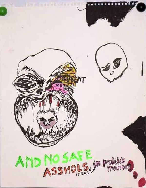 Rachid Ben Ali: Acryl op papier. Innocent Mude verkocht voor € 100!