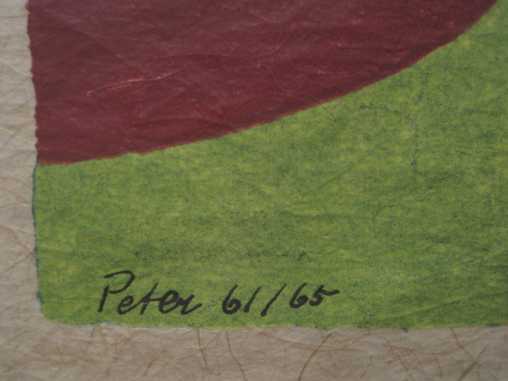 Bijzondere handgekleurde houtdruk van Geni Peter 61/65 Abstracte Compositie  kopen? Bied vanaf 1!