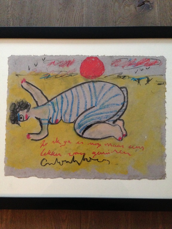 Origineel kleurrijk werk van Anton Heyboer, ingelijst kopen? Bied vanaf 275!