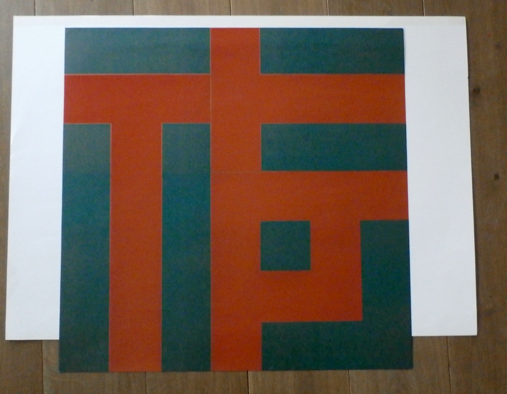 Carel Blotkamp - gekleurde houtsnede: Geometrische compositie -1987 kopen? Bied vanaf 150!