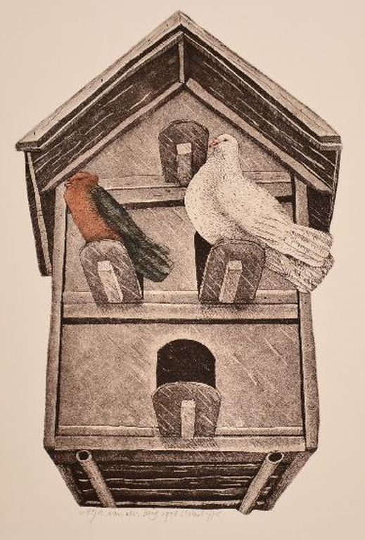 Arja van den Berg: Kleurenets. Vogelhuis verkocht voor € 60!