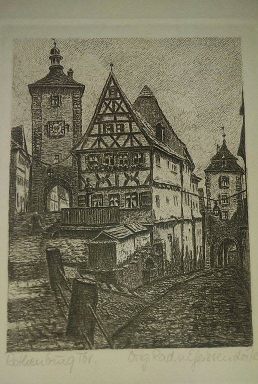  3 etsen van Rothenburg door Ernst Geissendörfer kopen? Bied vanaf 15!