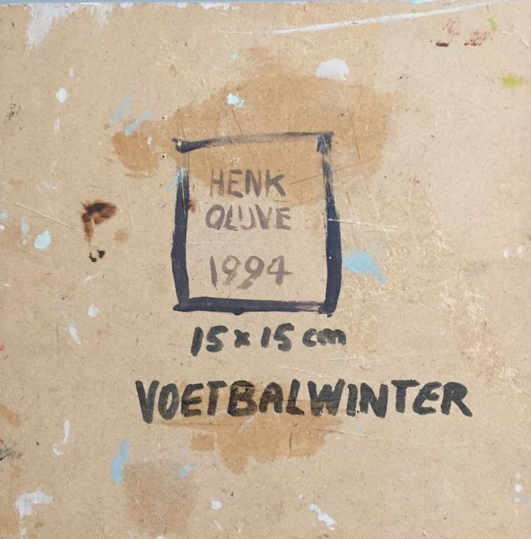 Henk Olijve: olieverf op paneel, VOETBALWINTER kopen? Bied vanaf 45!