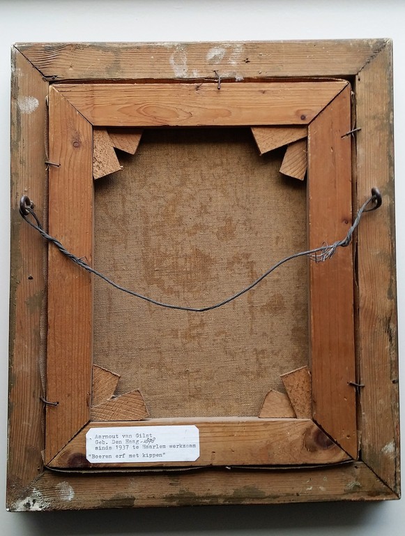 Arnout van Gilst - Olieverf - Boerenerf met Kippen kopen? Bied vanaf 1!